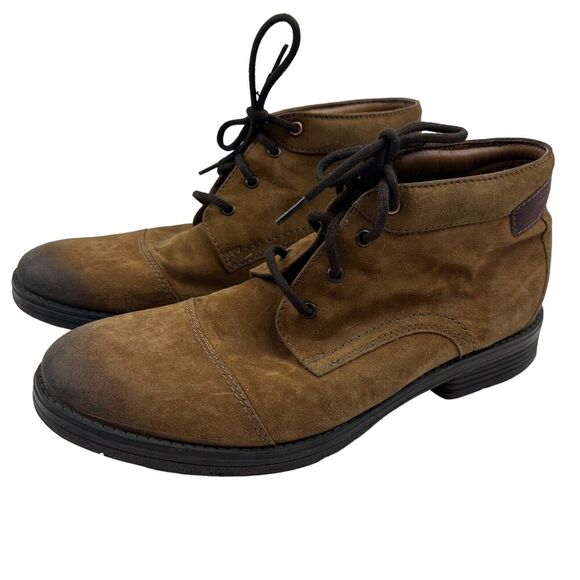 Clarks Men's Devington Cap Lace Up Chukka Boots Tobacco Sz 10 US Nubuck Leather - Picture 1 of 11